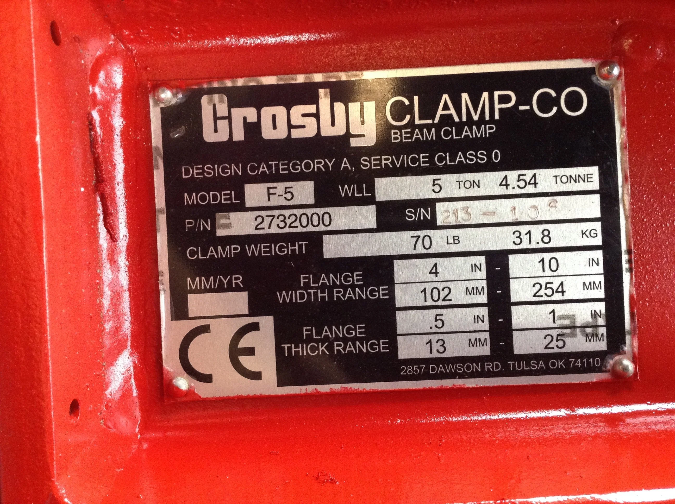 Crosby 2732000 Model F-5 Beam-Co Beam Clamp 5Ton - Reconditioned - Image 4