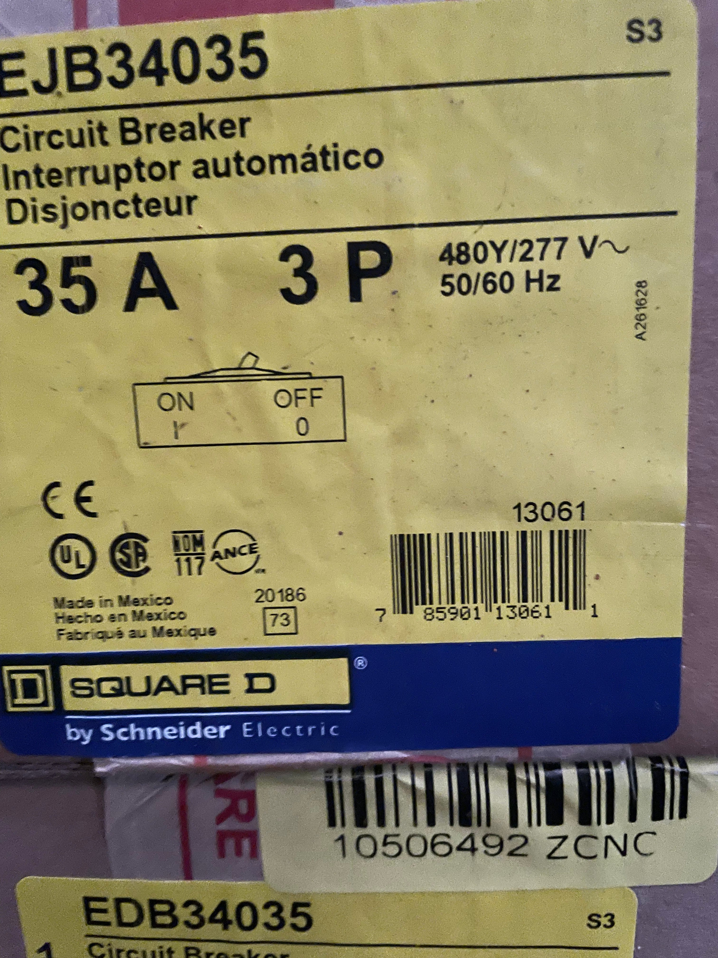 Schneider Electric EJB34035 Square D Circuit Breaker 35A 3P - New Surplus - Image 4