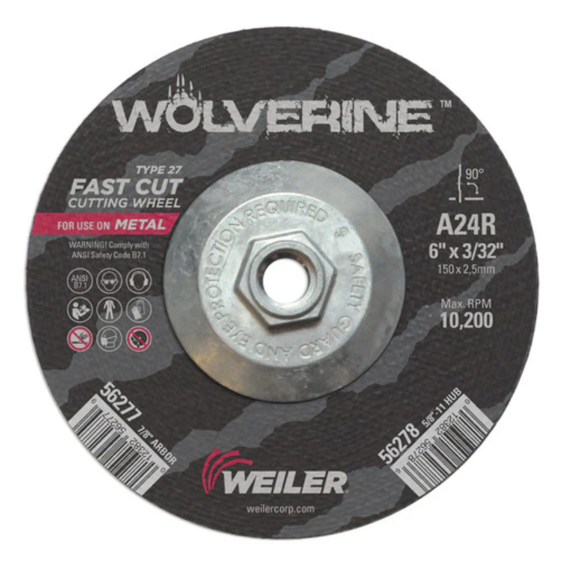 Weiler 56278 Type 27-A24R-Fast Cut Cutting Wheel 6x3/32x5/8-11 inch - New Surplus - Image 3